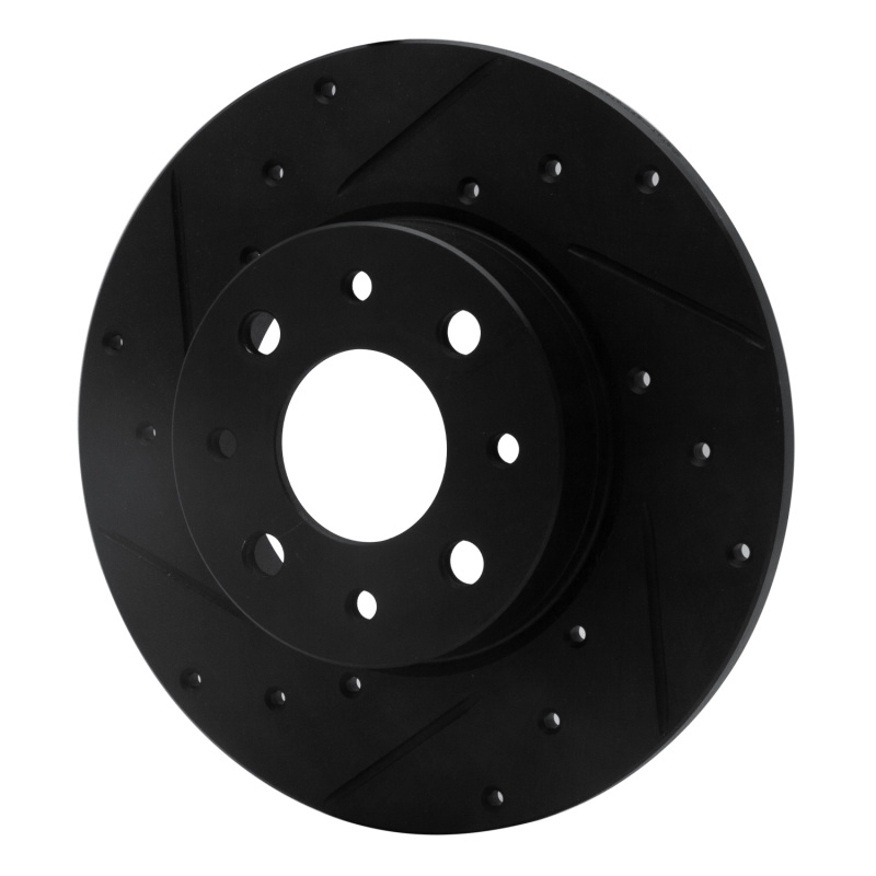 Fiat 500E Brake Rotor (1) - Rear Left - R1 Concepts - Drilled & Slotted - Black - `13-`19